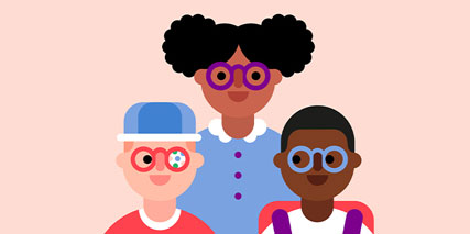 Children wearing glasses