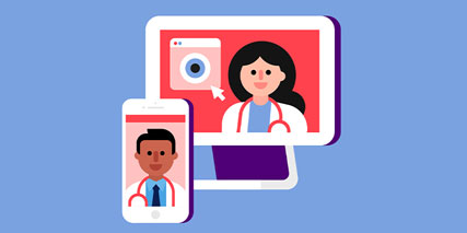 Doctor on a computer for telehealth visit