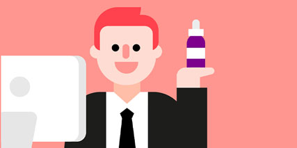 Man holding eye drops