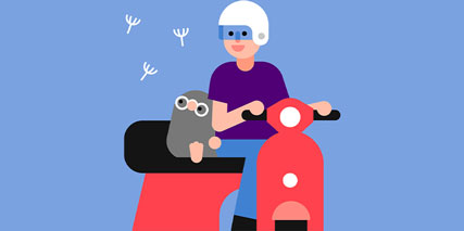 Man riding a scooter