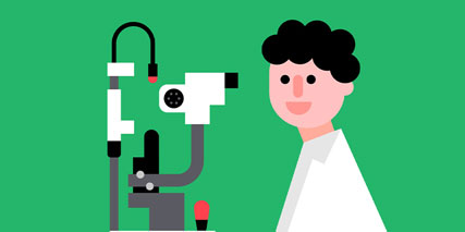 Patient getting screened for diabetic retinopathy